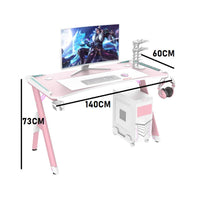 Thumbnail for Gaming Desk Office Desk Table 140CM PINK RGB