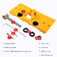 Thumbnail for Concealed 35mm Cup Style Hinge Jig Boring Hole Drill Guide with Drill Bit Wood