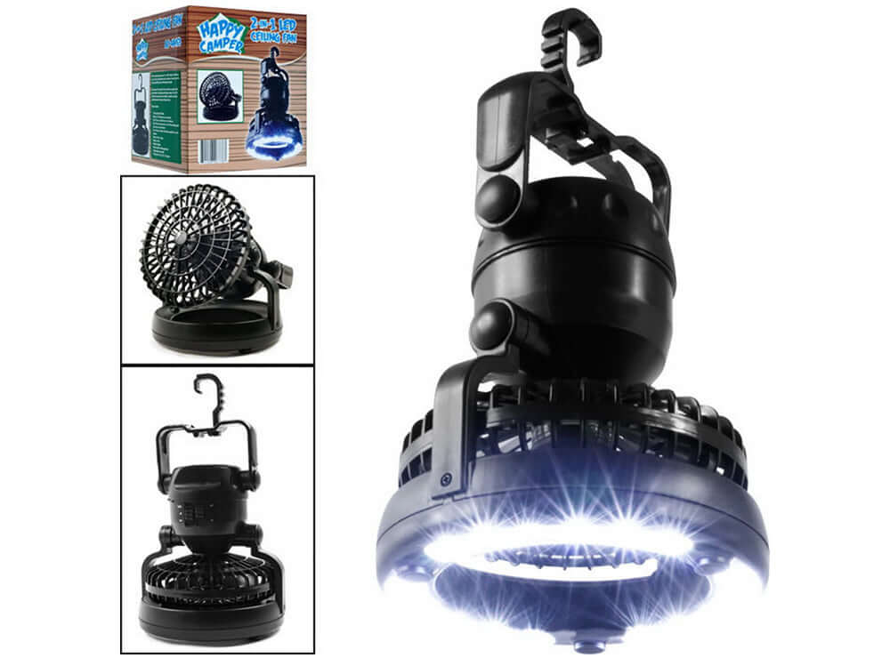 2 In 1 Camping Tent Lamp Lantern with Ceiling Fan
