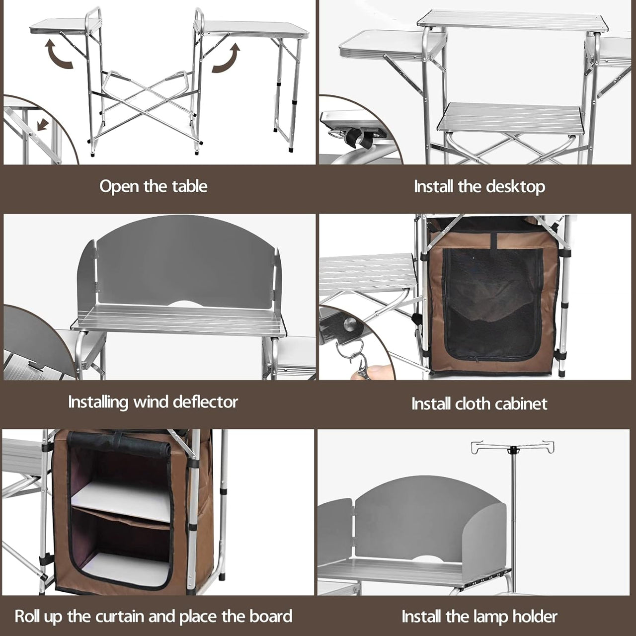 Camping Kitchen Table Portable Folding Camp Cook Table