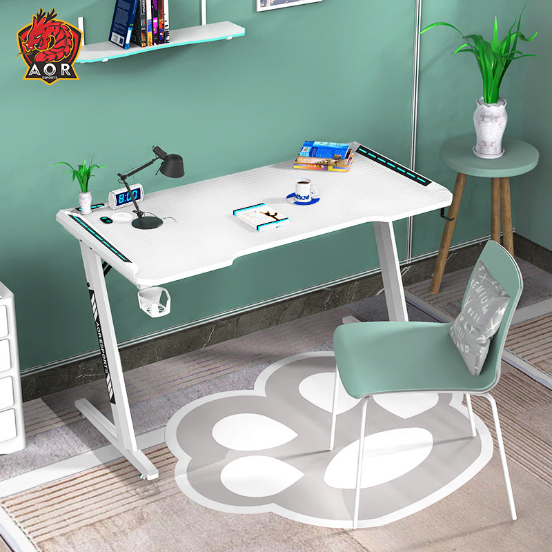 Gaming Desk Office Desk Table 140CM White RGB