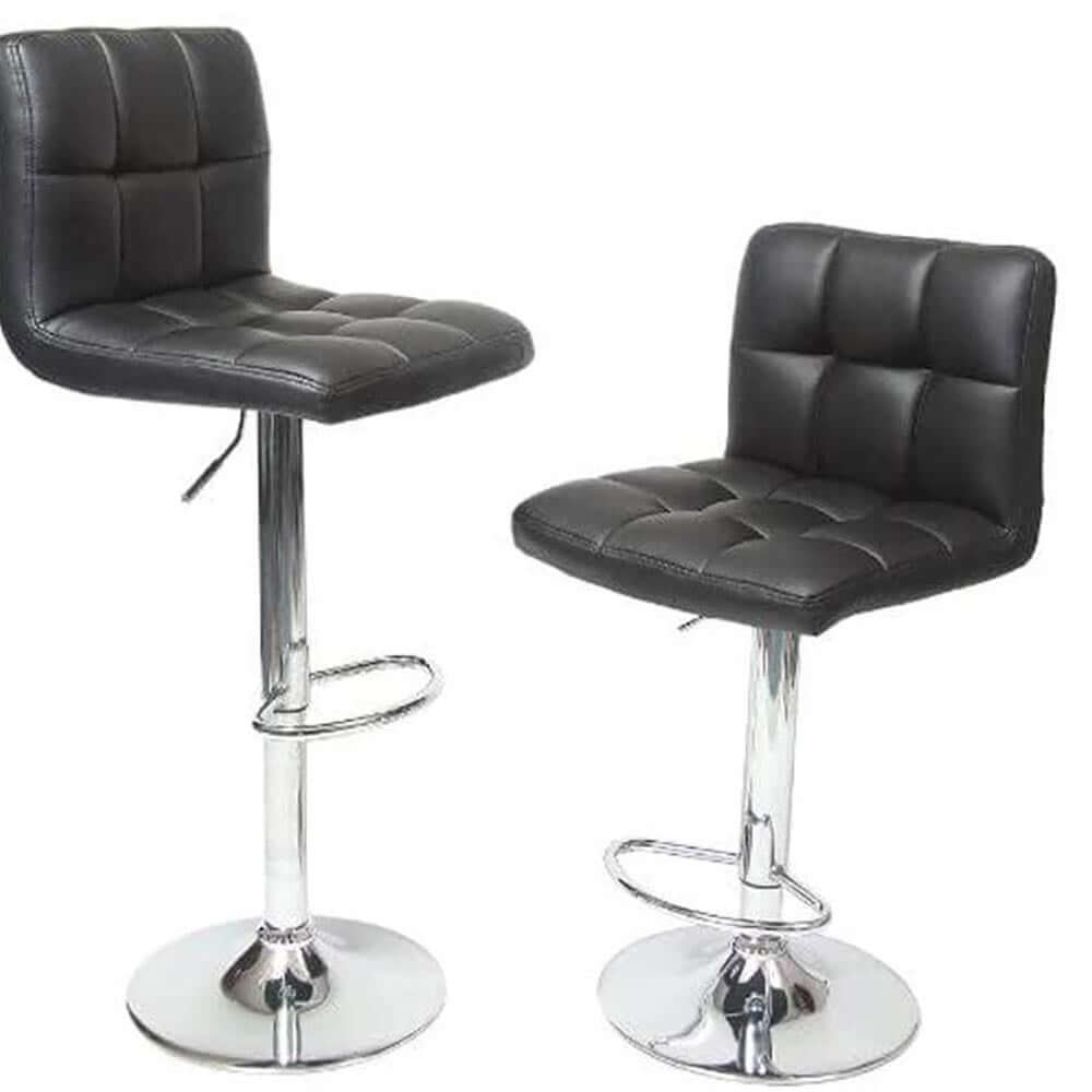 Bar Stools 2Pcs Black PU Leather
