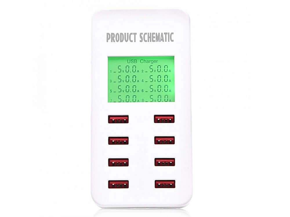 8-port USB Charger with LCD Display