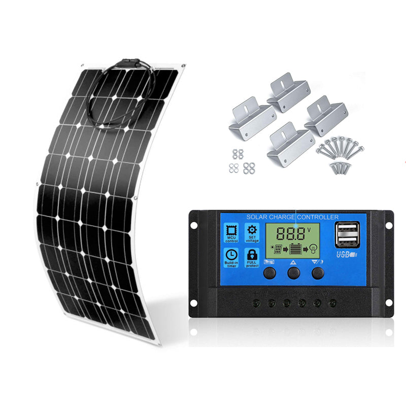 Flexible 100W Solar Panel with controller and mount