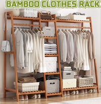 Thumbnail for Bamboo Wardrobe Bamboo Garment Clothes Rack with Shelves