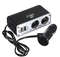 Thumbnail for Double Usb Port 2 Way Car Cigarette Lighter Socket Splitter Charger