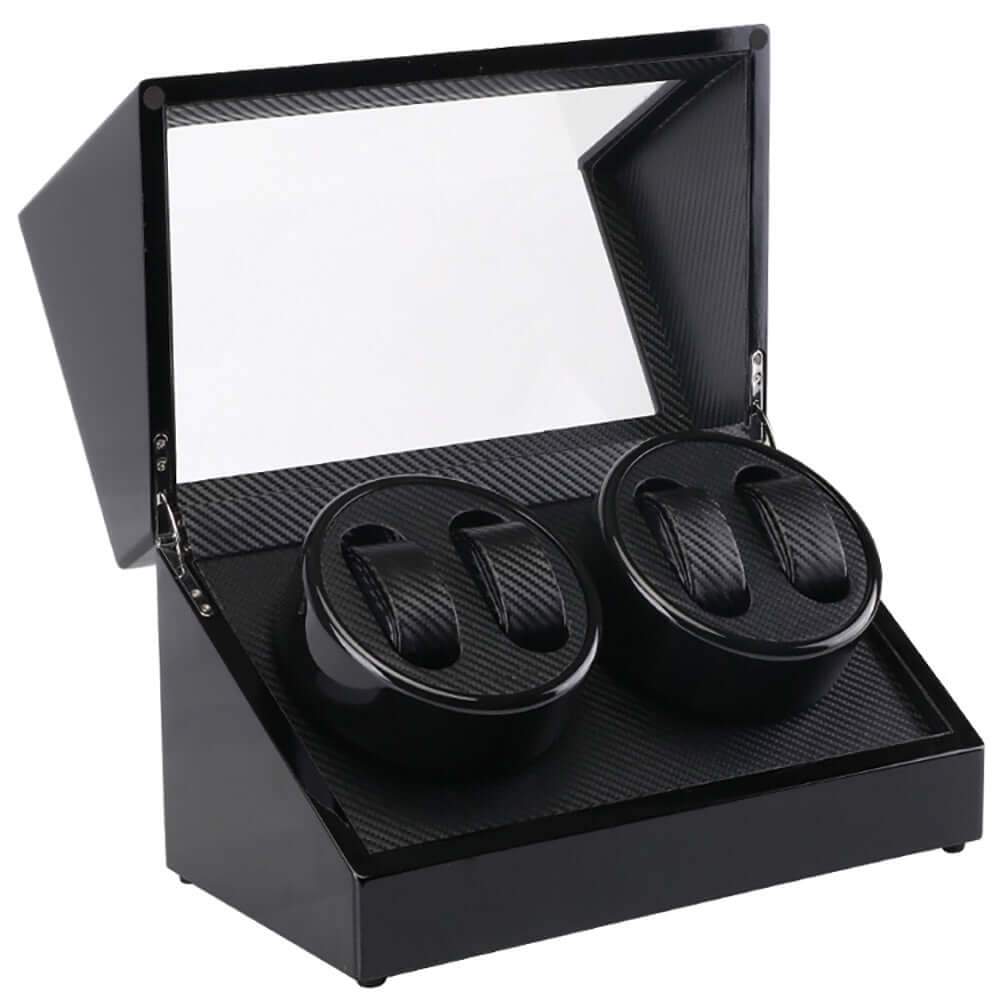 Automatic Quad Watch Winder Wood Display Box Motor Rotation Storage