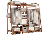 Thumbnail for Bamboo Wardrobe Bamboo Garment Clothes Rack with Shelves